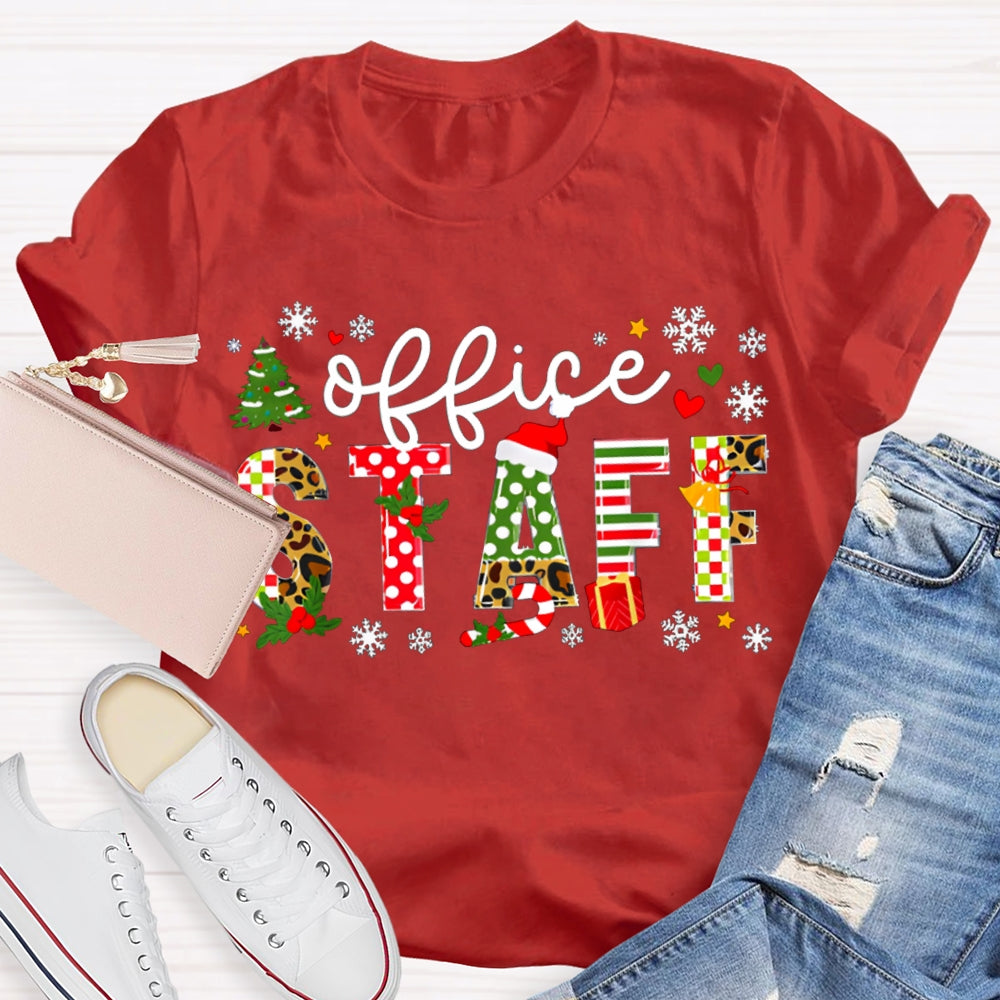 Office Staff Snowflakes And Christmas Vibes Fonts T-shirt