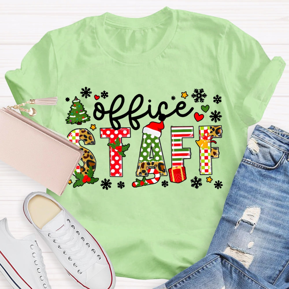 Office Staff Snowflakes And Christmas Vibes Fonts T-shirt