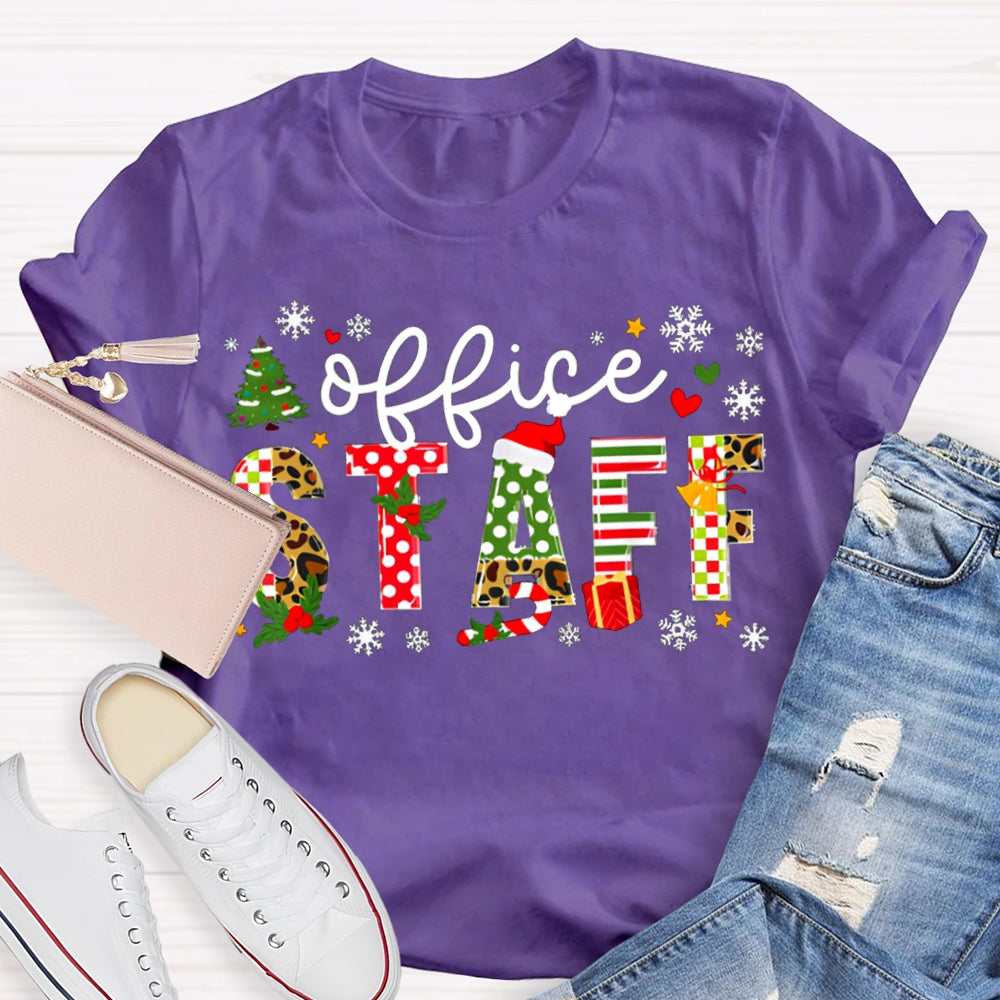 Office Staff Snowflakes And Christmas Vibes Fonts T-shirt