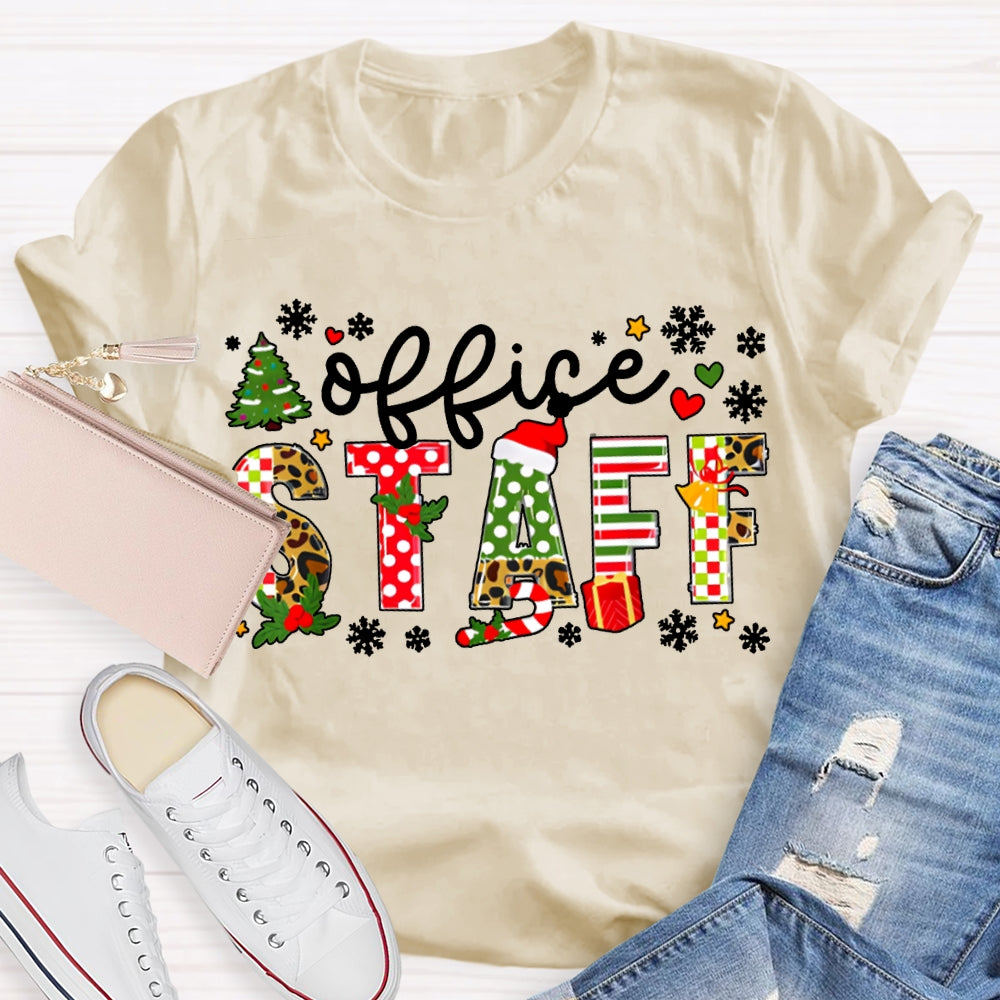Office Staff Snowflakes And Christmas Vibes Fonts T-shirt