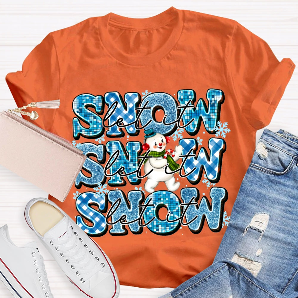 Let It Snow Snowflakes And Snowmen Merry Christmas T-shirt