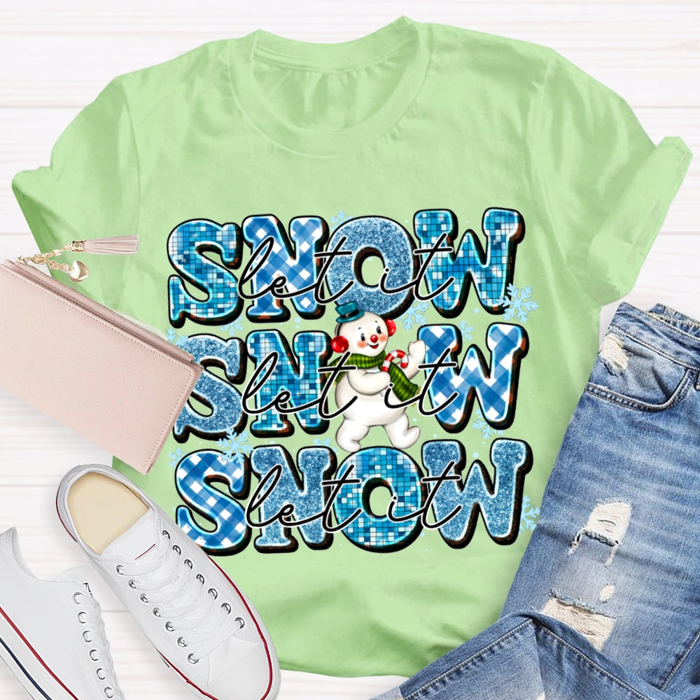 Let It Snow Snowflakes And Snowmen Merry Christmas T-shirt