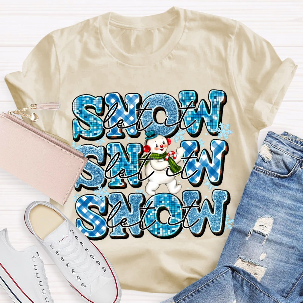 Let It Snow Snowflakes And Snowmen Merry Christmas T-shirt
