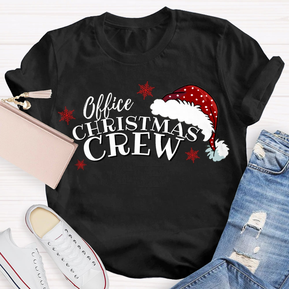 Office Christmas Crew Santa Hats And Snowflakes T-shirt