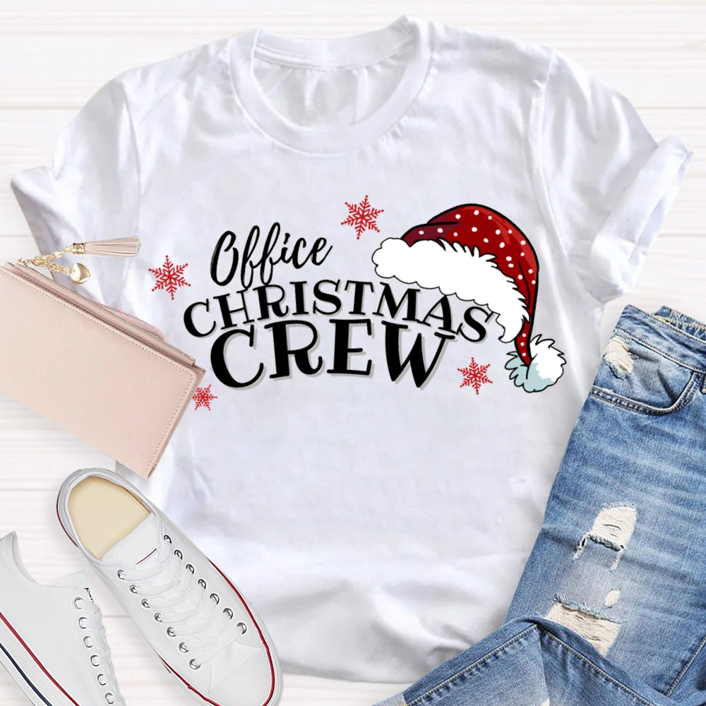 Office Christmas Crew Santa Hats And Snowflakes T-shirt