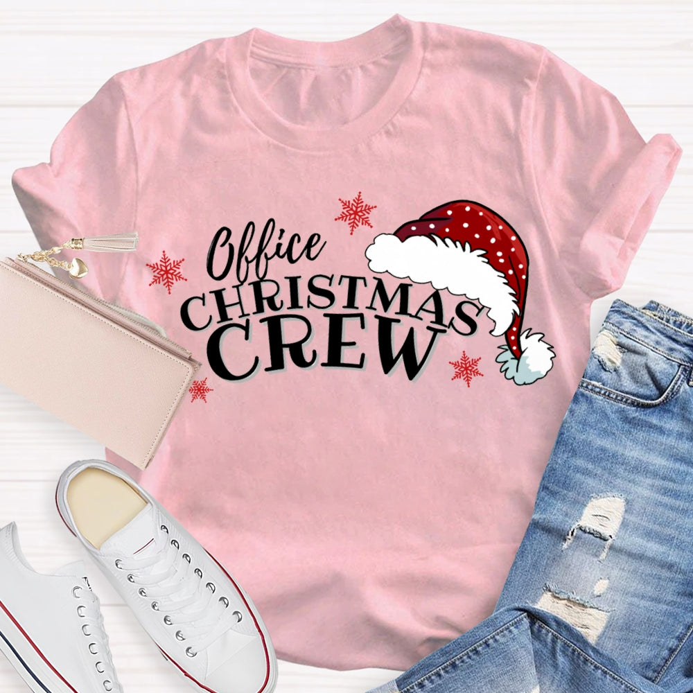 Office Christmas Crew Santa Hats And Snowflakes T-shirt