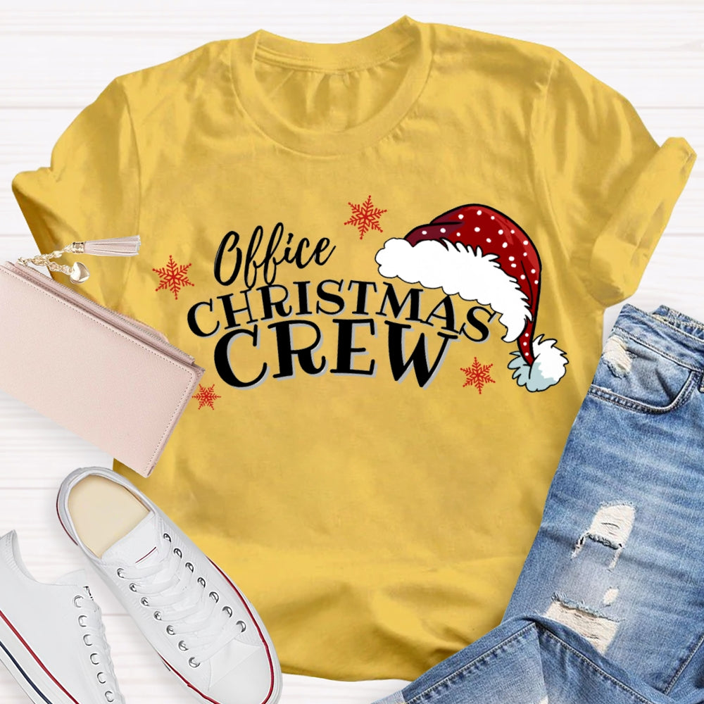 Office Christmas Crew Santa Hats And Snowflakes T-shirt
