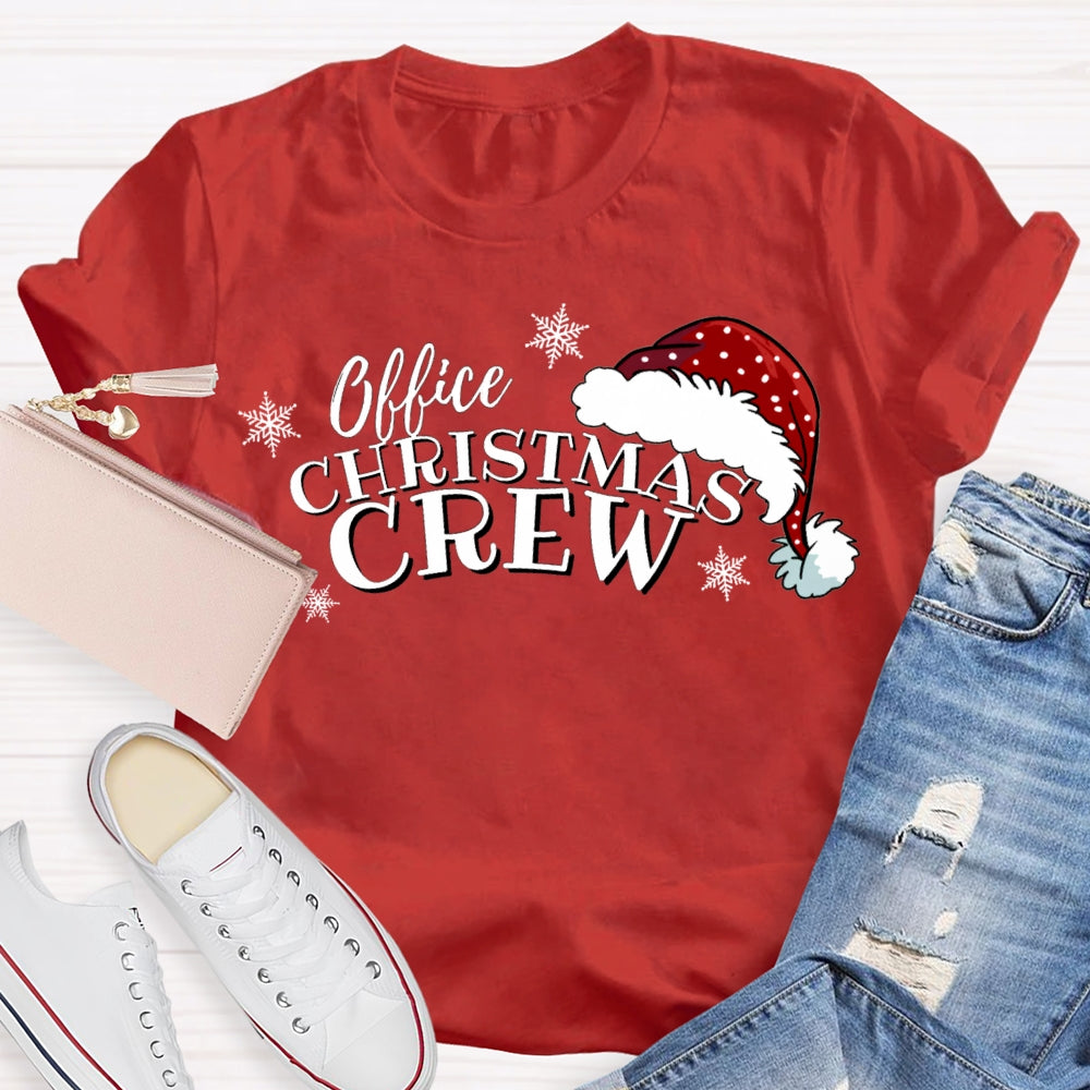 Office Christmas Crew Santa Hats And Snowflakes T-shirt