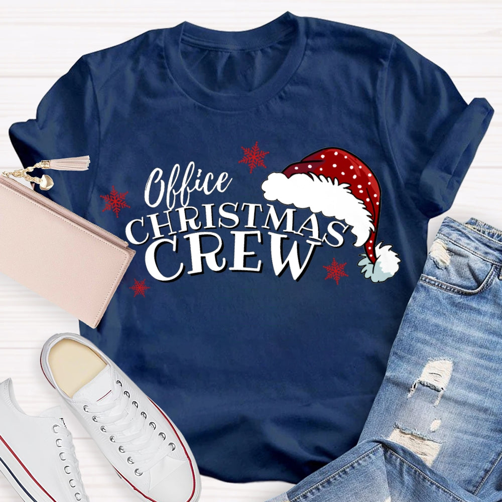Office Christmas Crew Santa Hats And Snowflakes T-shirt