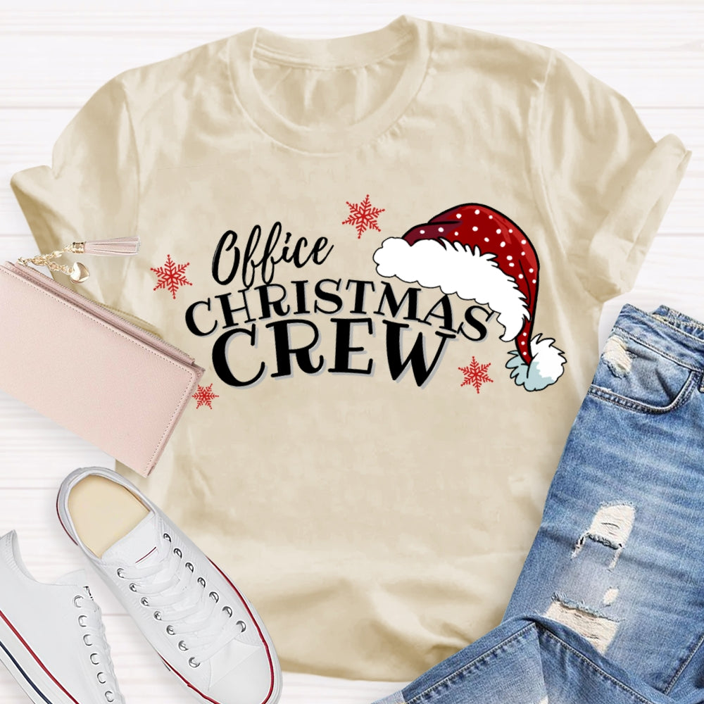 Office Christmas Crew Santa Hats And Snowflakes T-shirt