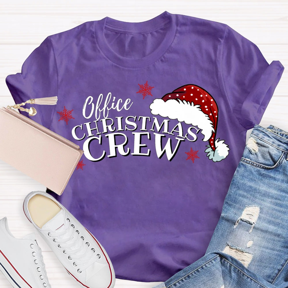 Office Christmas Crew Santa Hats And Snowflakes T-shirt