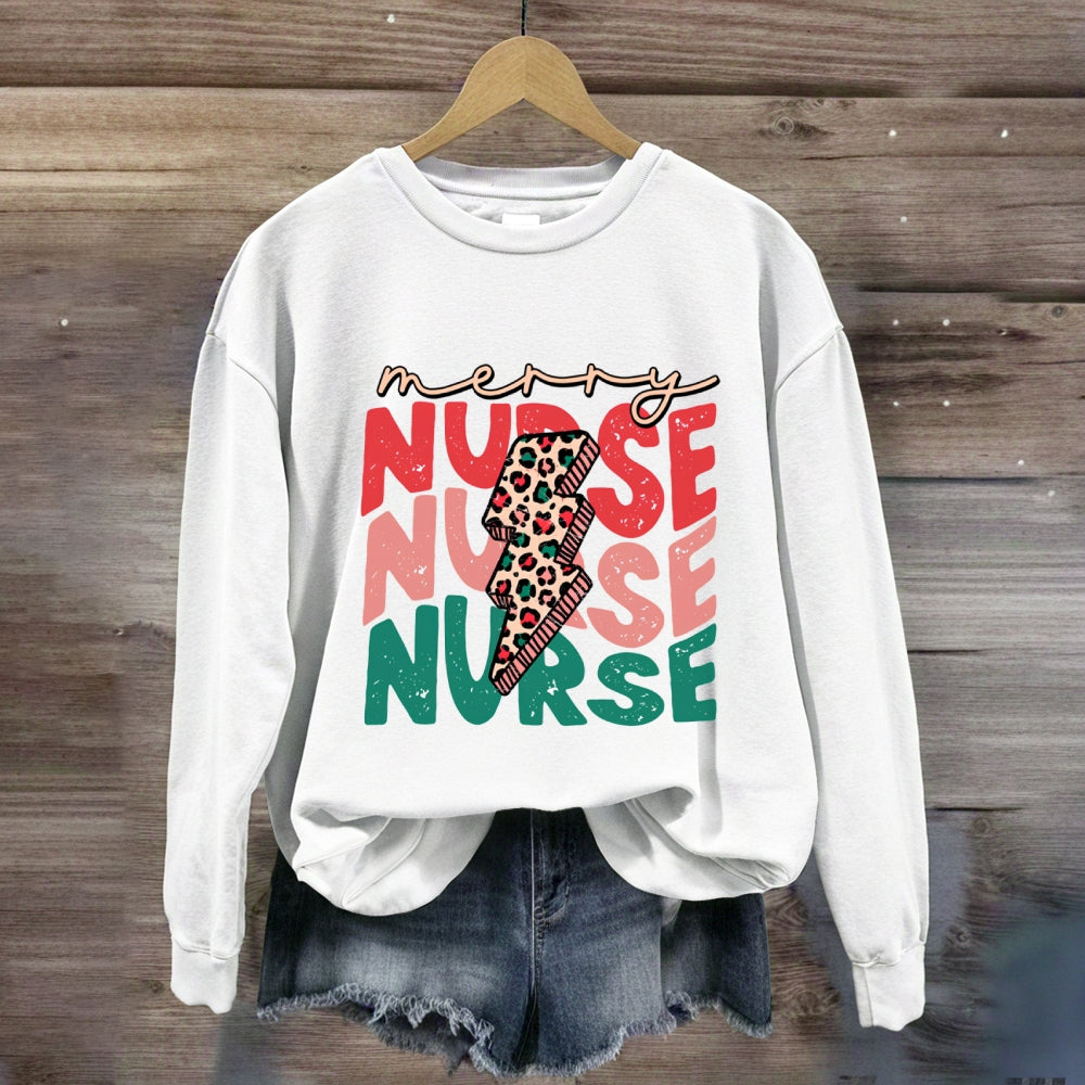 Merry Nurse Colorful Letter Sweatshirt