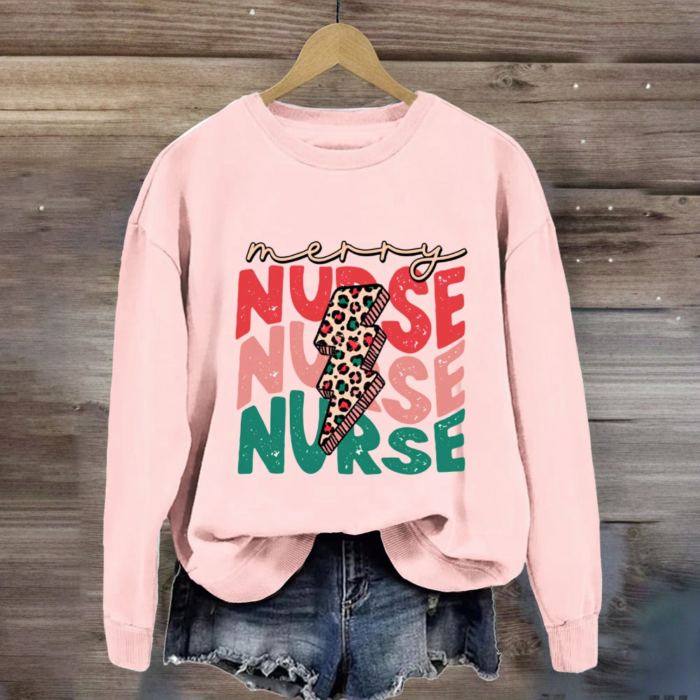 Merry Nurse Colorful Letter Sweatshirt