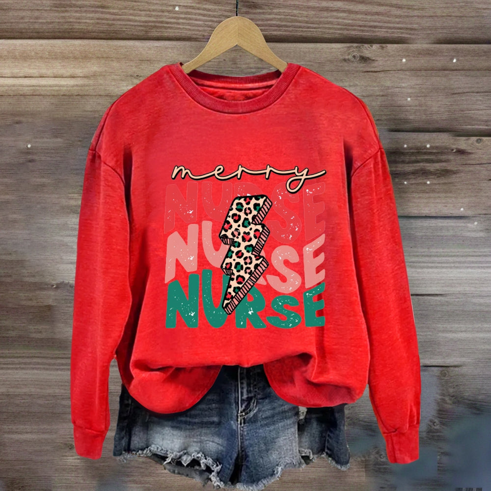 Merry Nurse Colorful Letter Sweatshirt