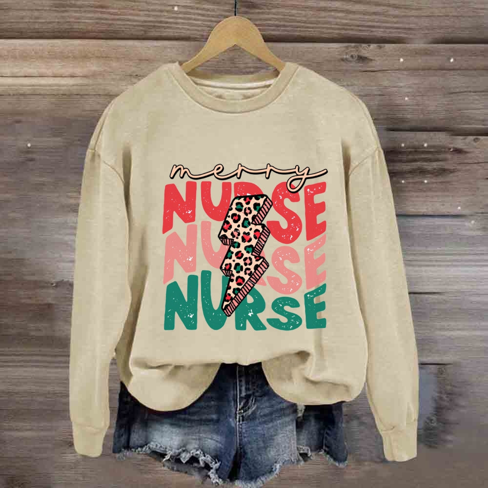 Merry Nurse Colorful Letter Sweatshirt