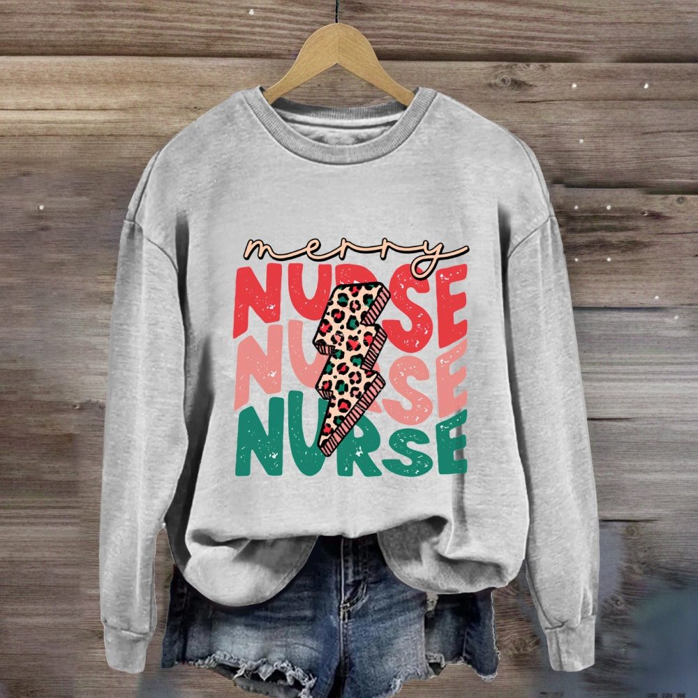 Merry Nurse Colorful Letter Sweatshirt