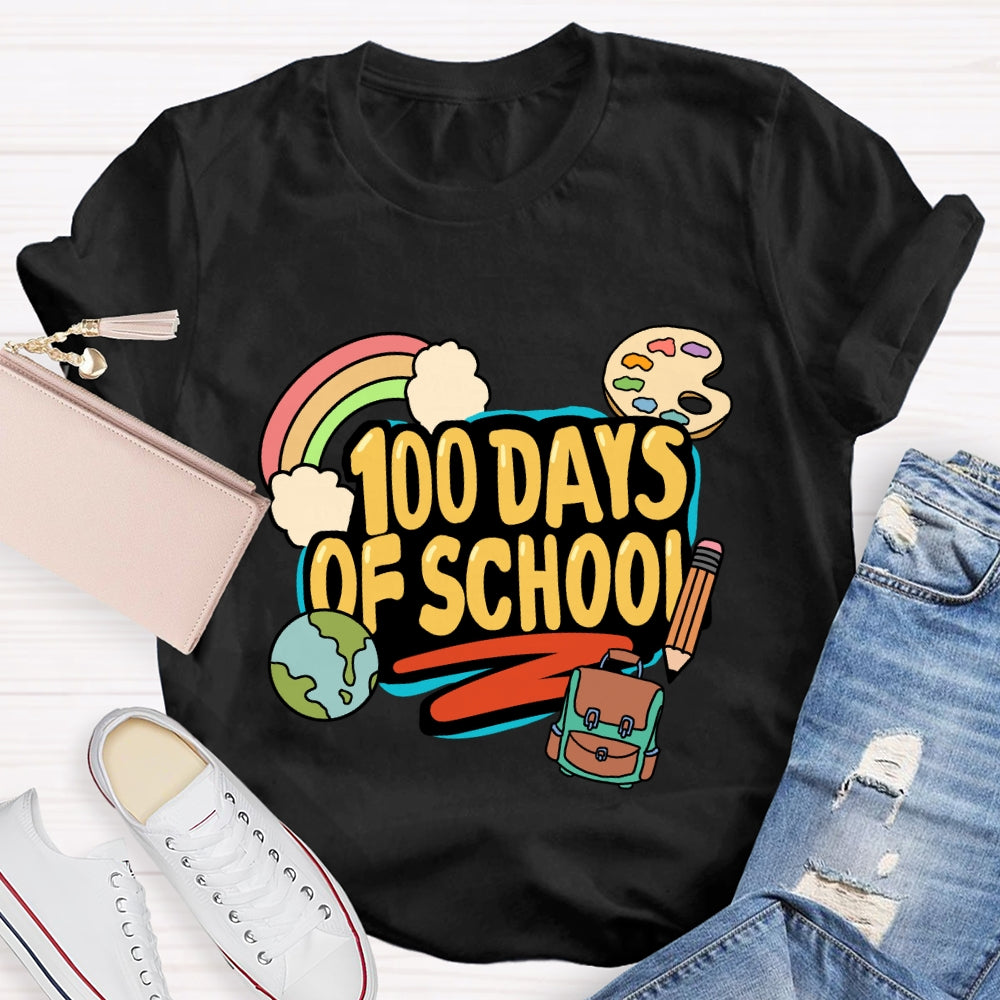 100 Days Of School  Rainbow Pencil T-Shirt