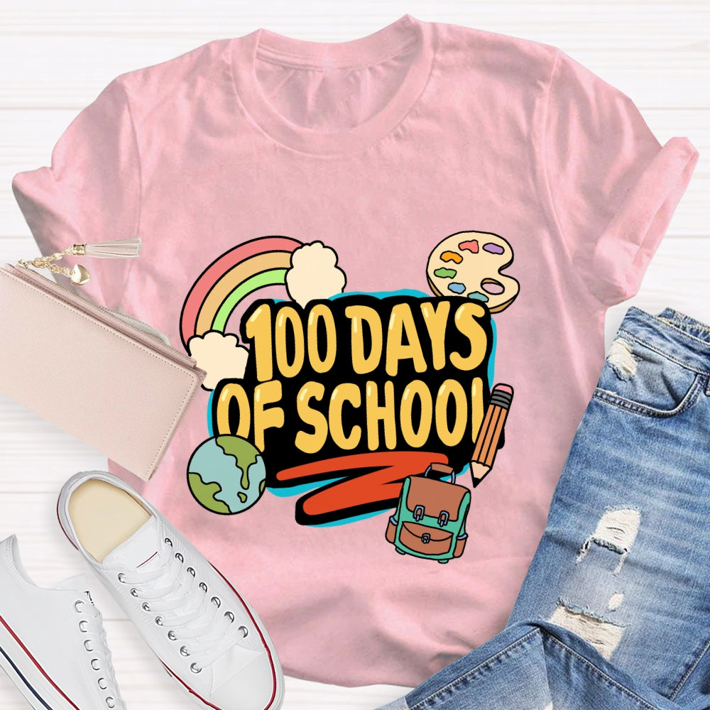 100 Days Of School  Rainbow Pencil T-Shirt