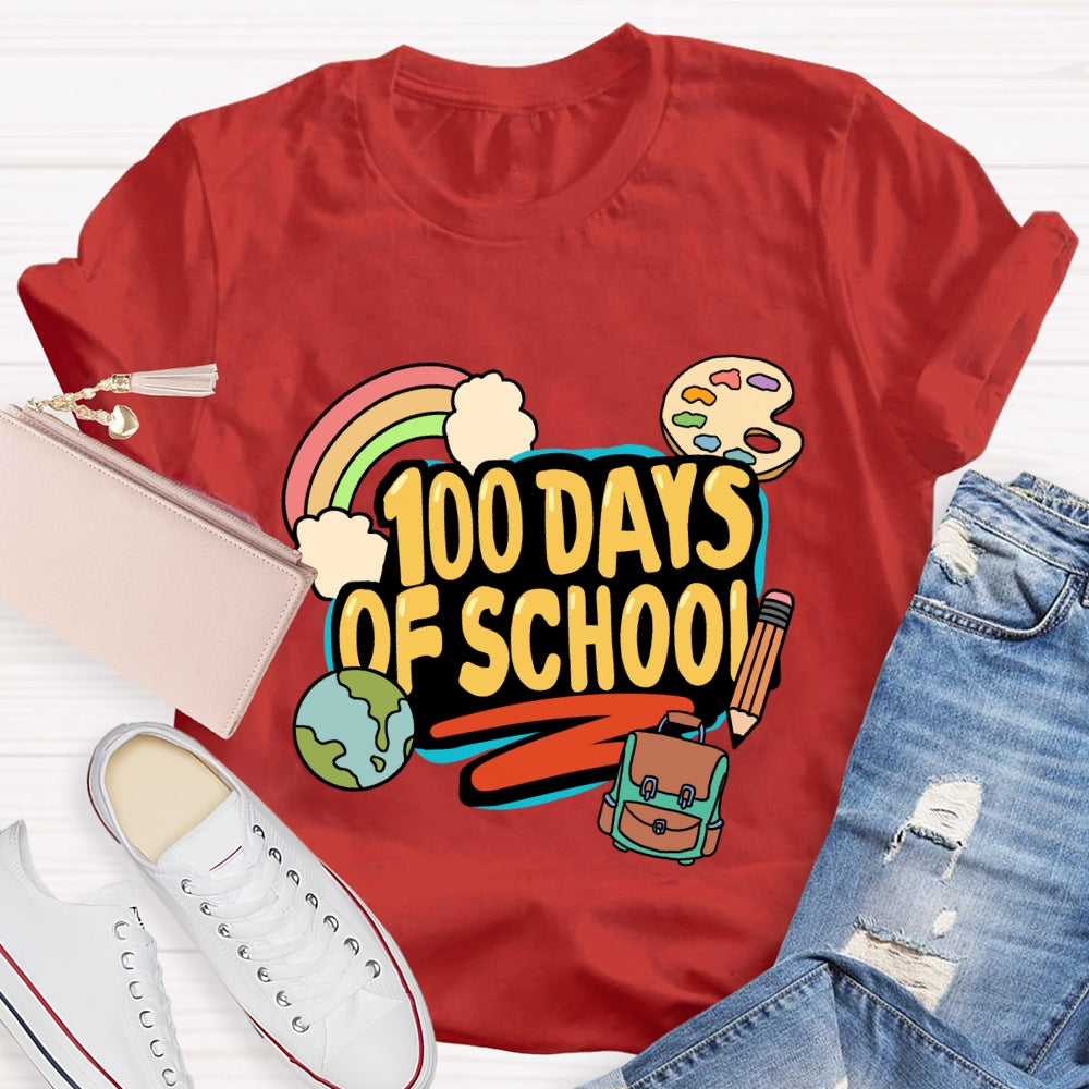 100 Days Of School  Rainbow Pencil T-Shirt