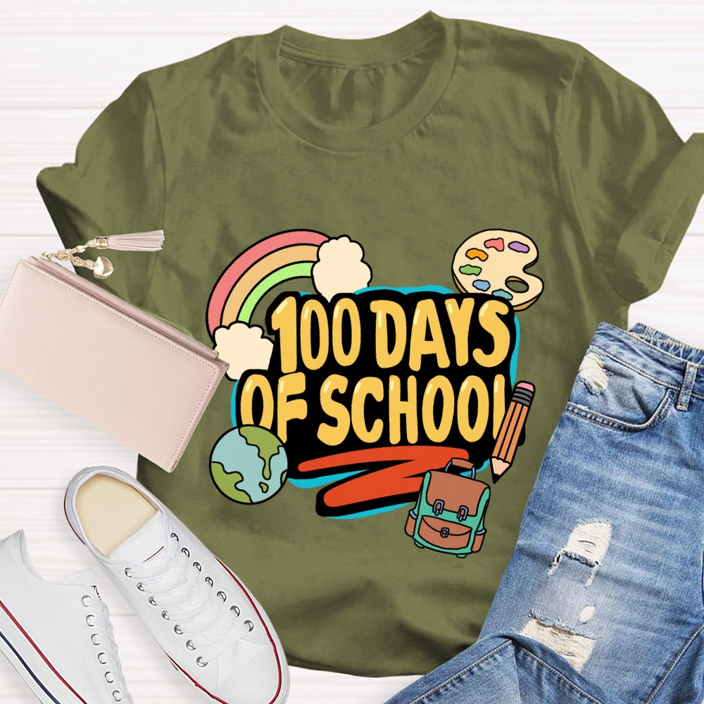 100 Days Of School  Rainbow Pencil T-Shirt
