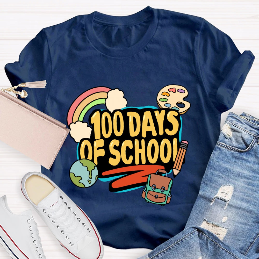 100 Days Of School  Rainbow Pencil T-Shirt