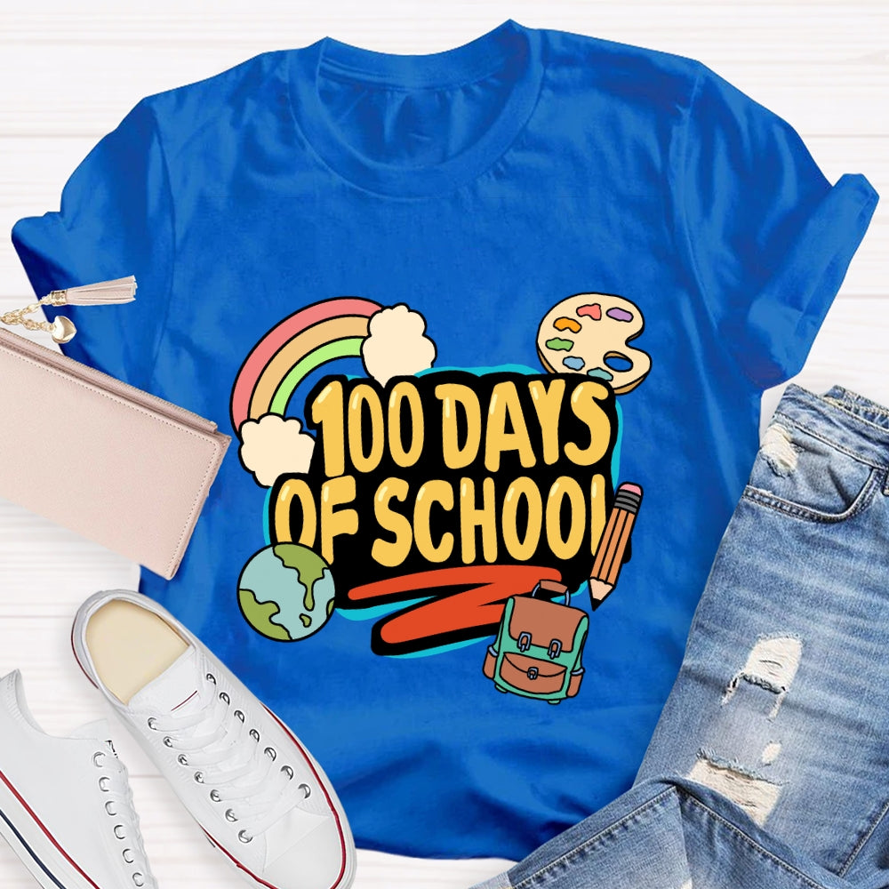 100 Days Of School  Rainbow Pencil T-Shirt