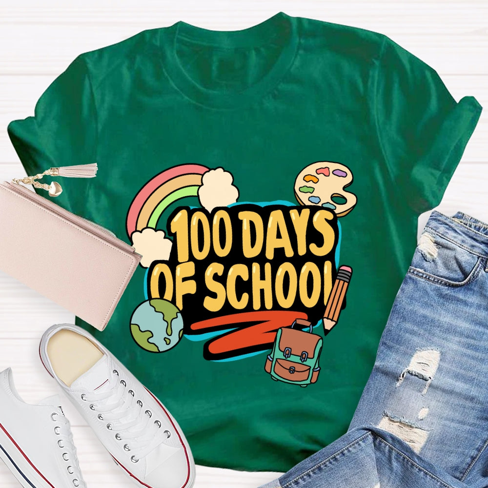 100 Days Of School  Rainbow Pencil T-Shirt
