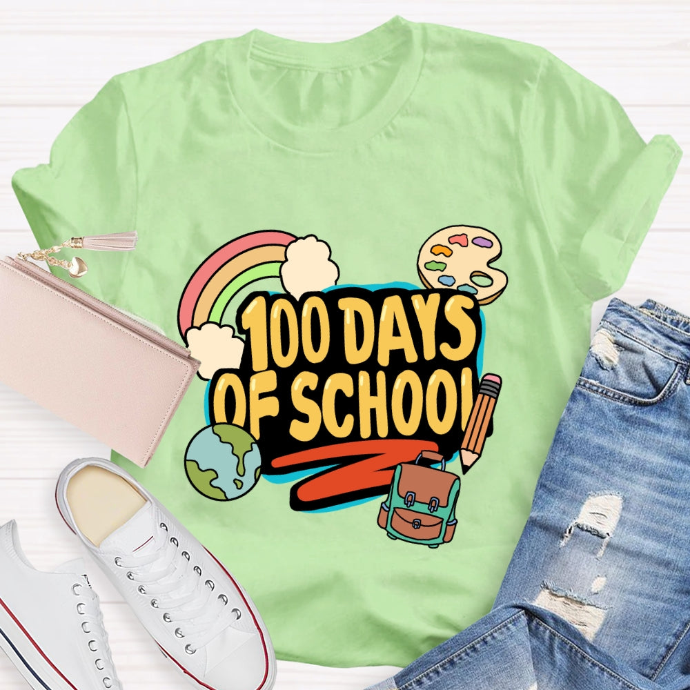 100 Days Of School  Rainbow Pencil T-Shirt
