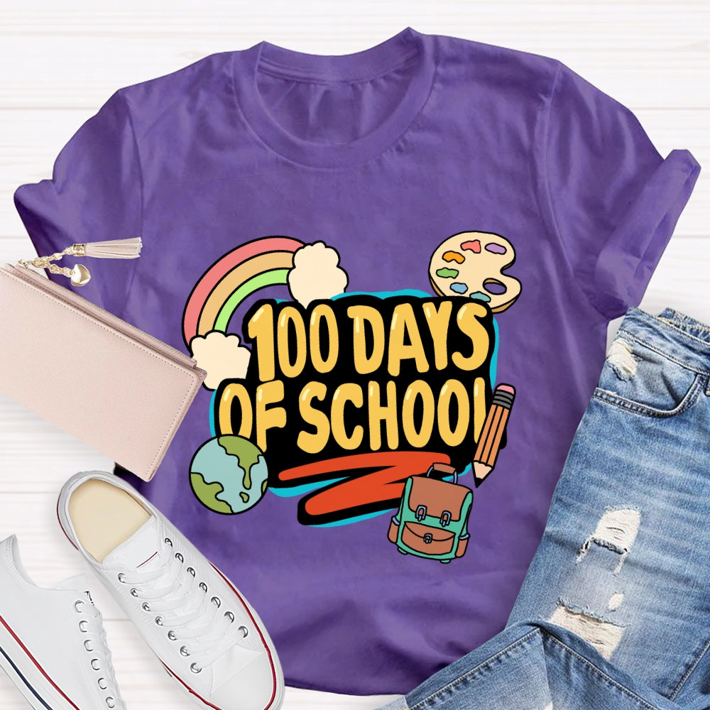 100 Days Of School  Rainbow Pencil T-Shirt