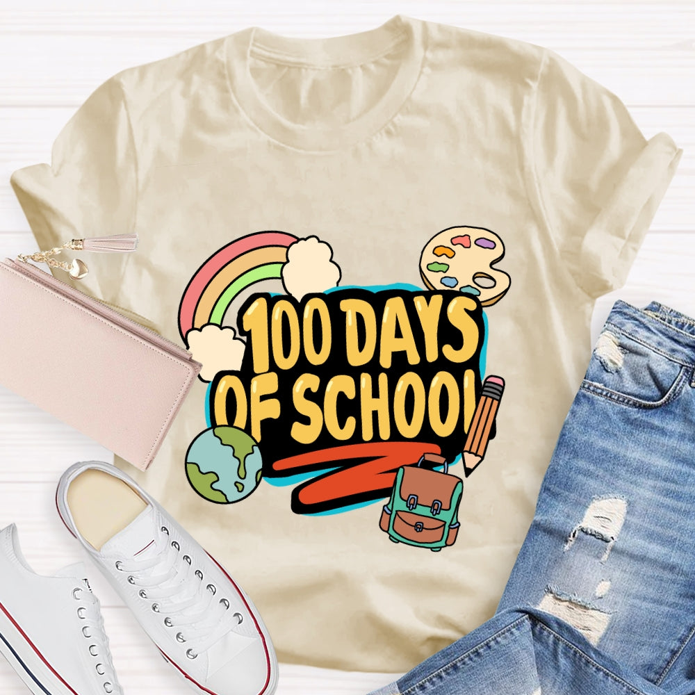 100 Days Of School  Rainbow Pencil T-Shirt