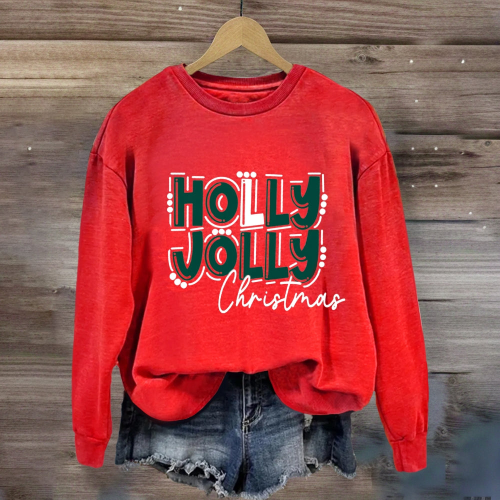 Holly Jolly Christmas Vibes Colorful Sweatshirt