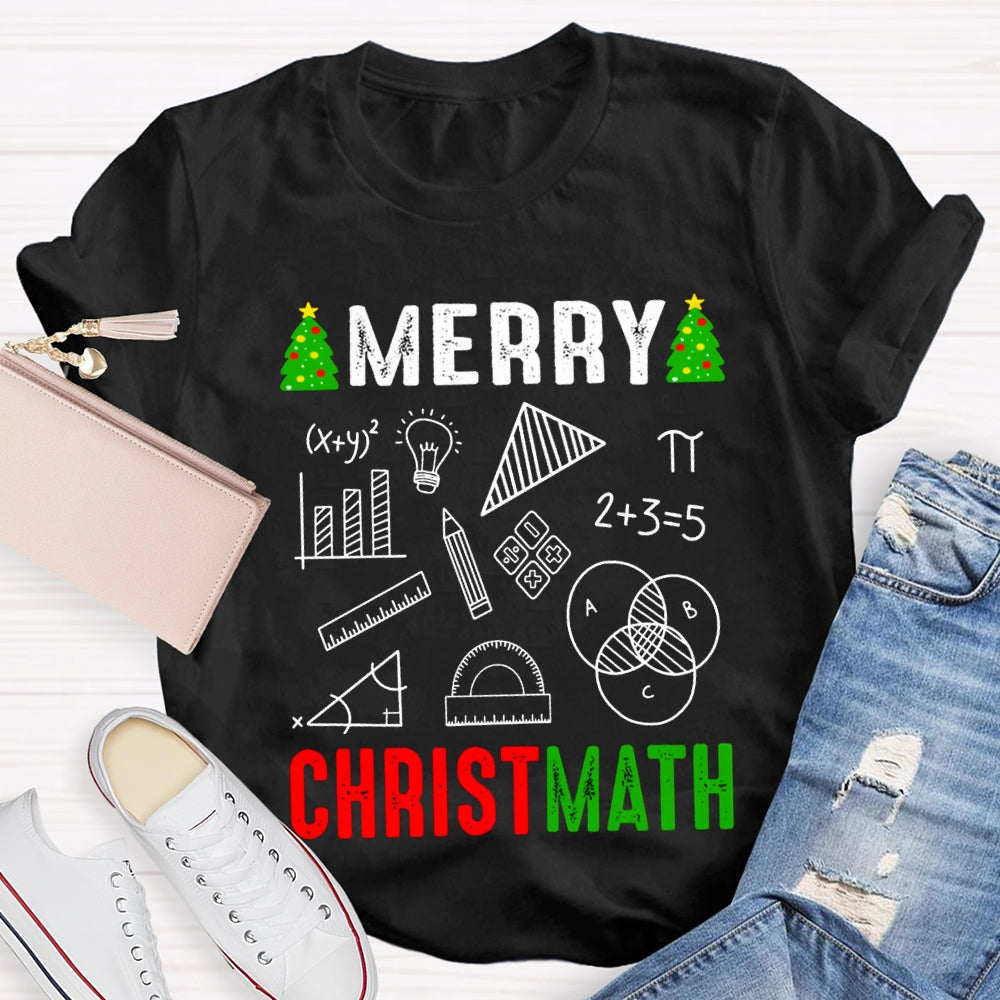 Merry Christmath Merry Christmas And Math Teacher T-shirt