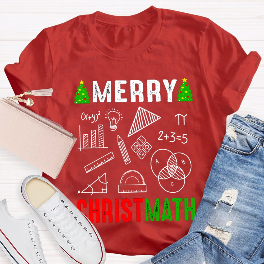 Merry Christmath Merry Christmas And Math Teacher T-shirt