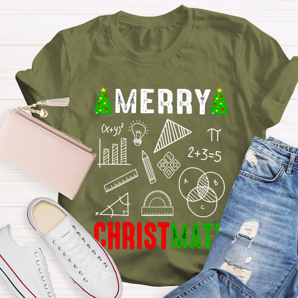 Merry Christmath Merry Christmas And Math Teacher T-shirt
