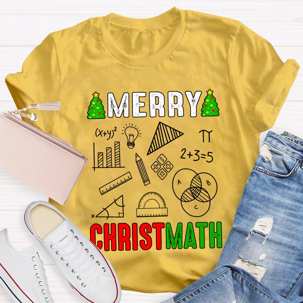 Merry Christmath Merry Christmas And Math Teacher T-shirt