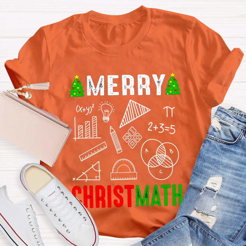 Merry Christmath Merry Christmas And Math Teacher T-shirt