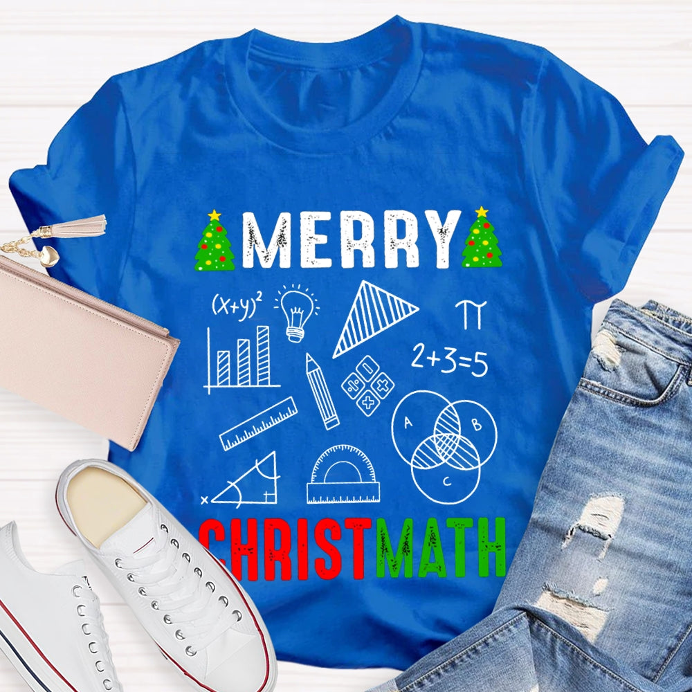 Merry Christmath Merry Christmas And Math Teacher T-shirt