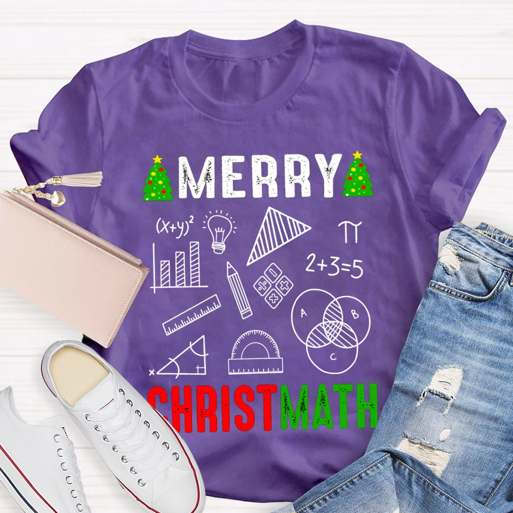 Merry Christmath Merry Christmas And Math Teacher T-shirt