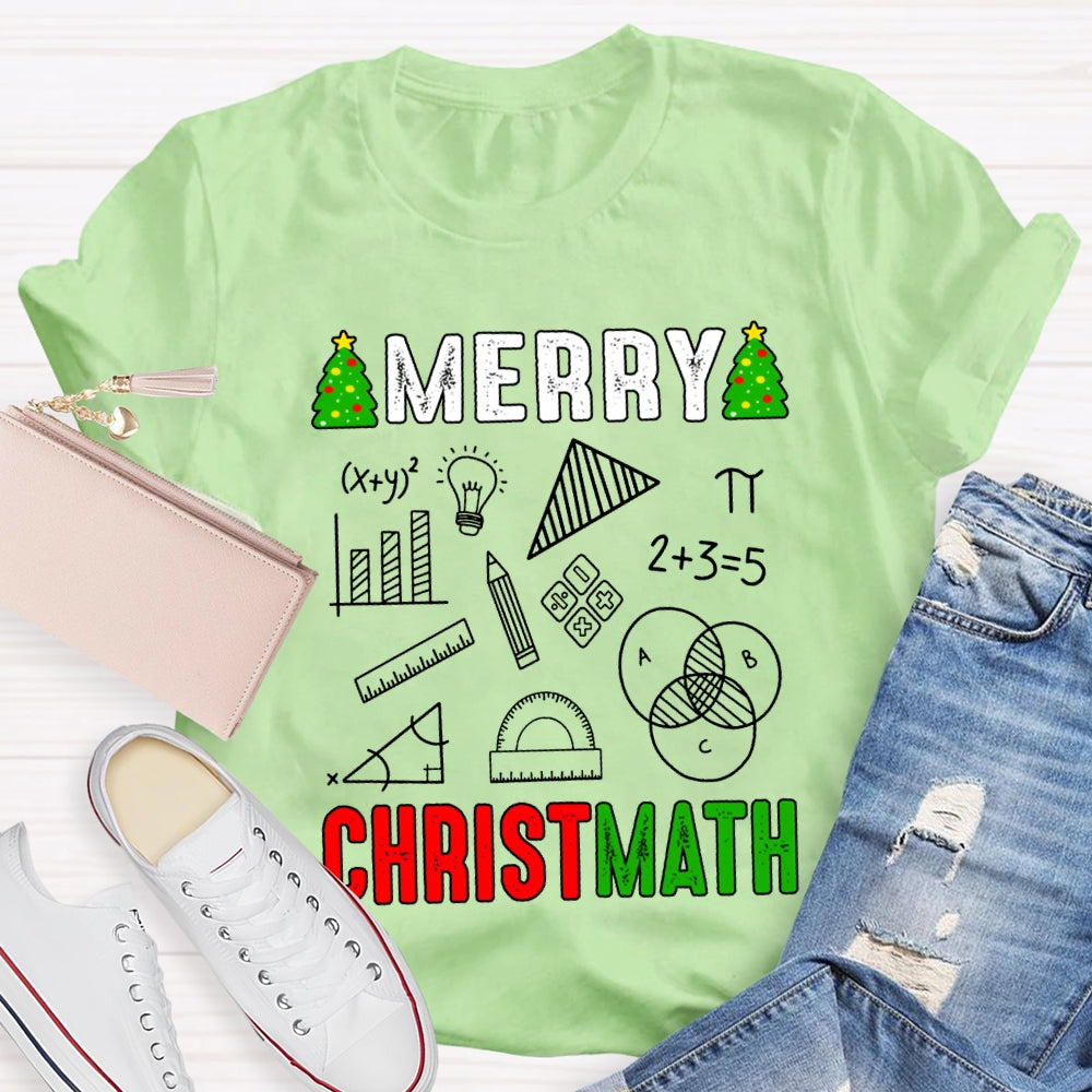 Merry Christmath Merry Christmas And Math Teacher T-shirt