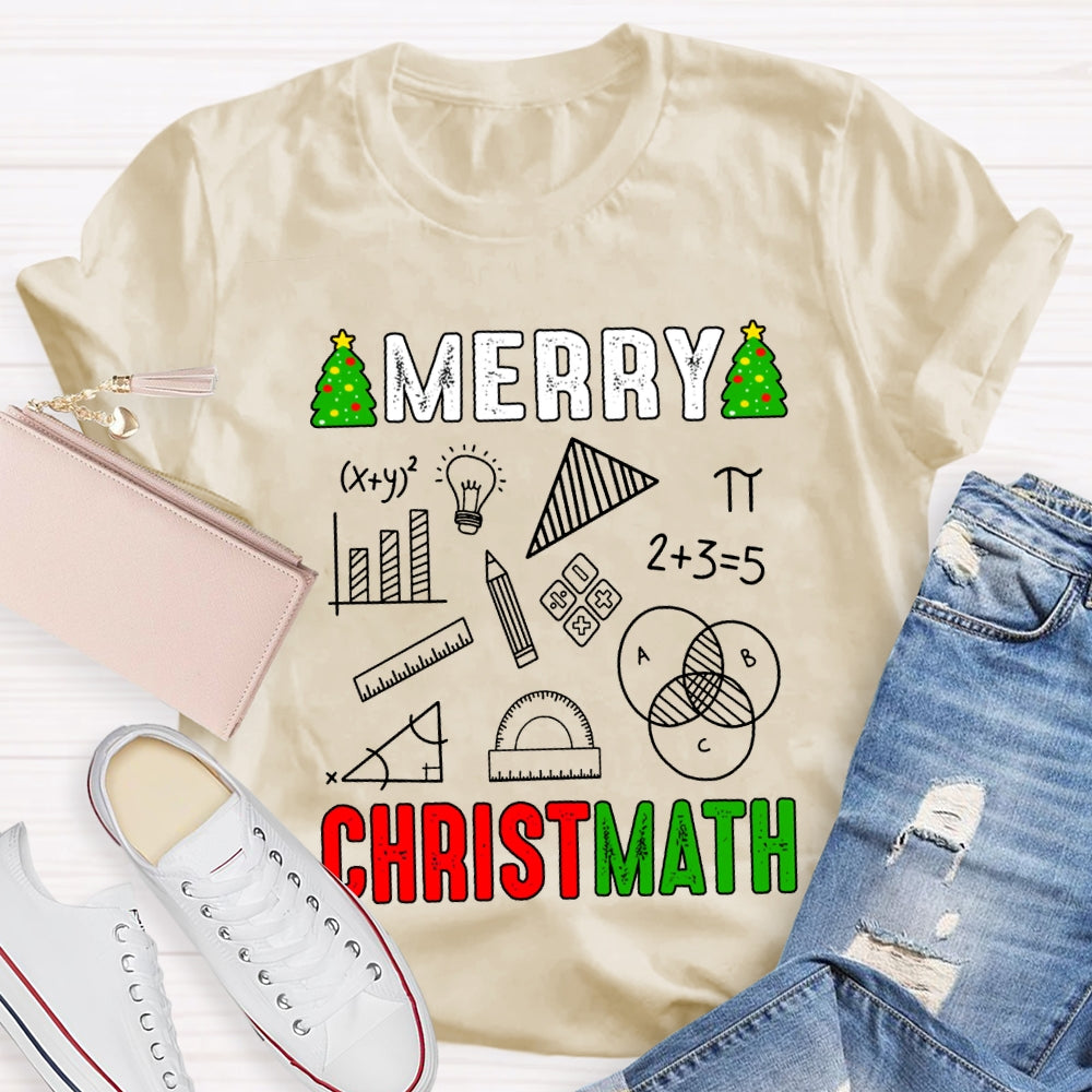 Merry Christmath Merry Christmas And Math Teacher T-shirt