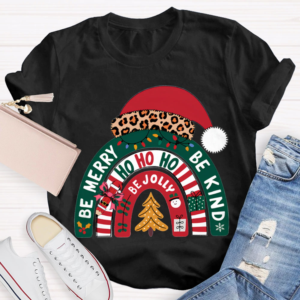 Be Merry Be Jolly Be Kind Santa Hats And Christmas T-shirt