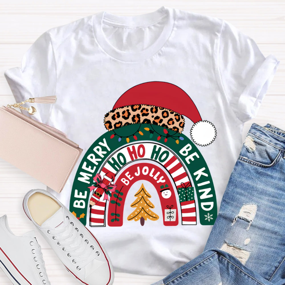 Be Merry Be Jolly Be Kind Santa Hats And Christmas T-shirt