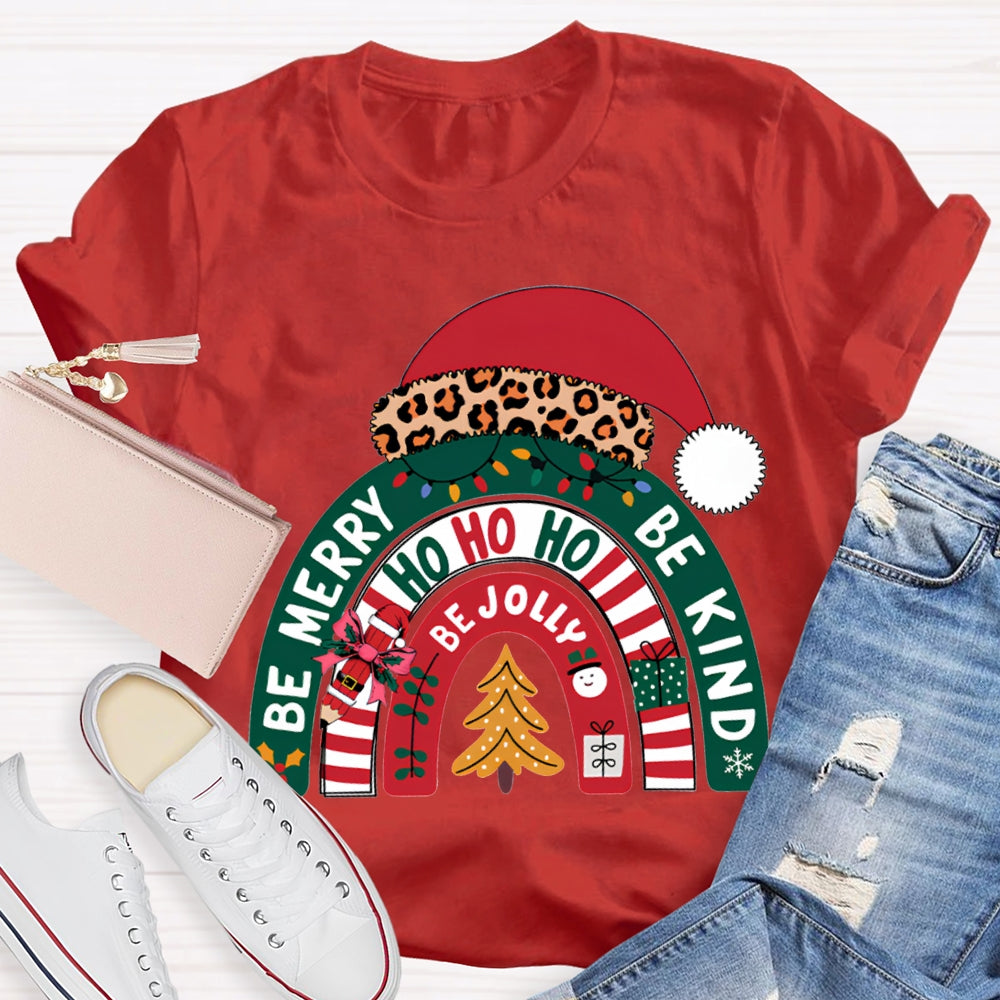 Be Merry Be Jolly Be Kind Santa Hats And Christmas T-shirt
