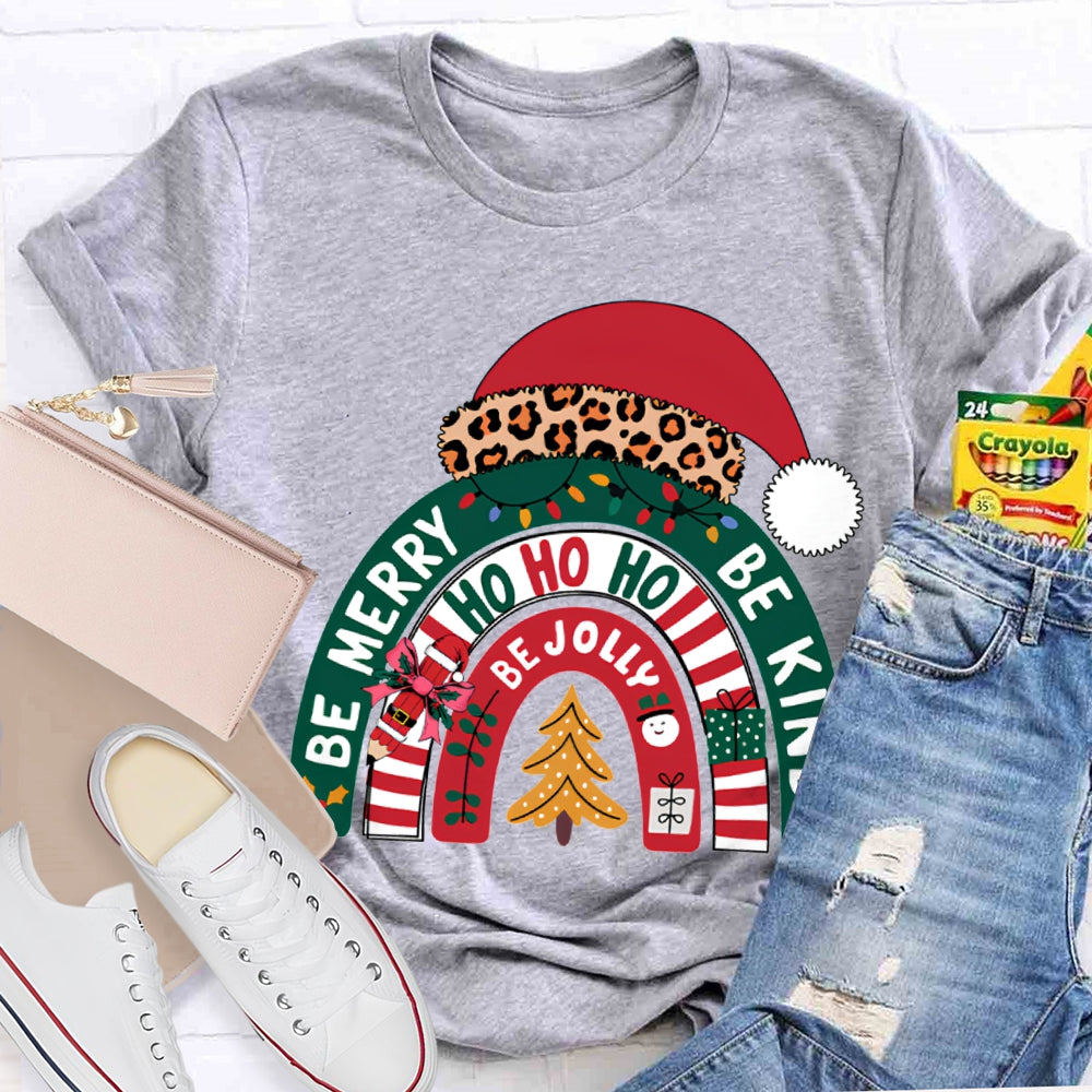 Be Merry Be Jolly Be Kind Santa Hats And Christmas T-shirt