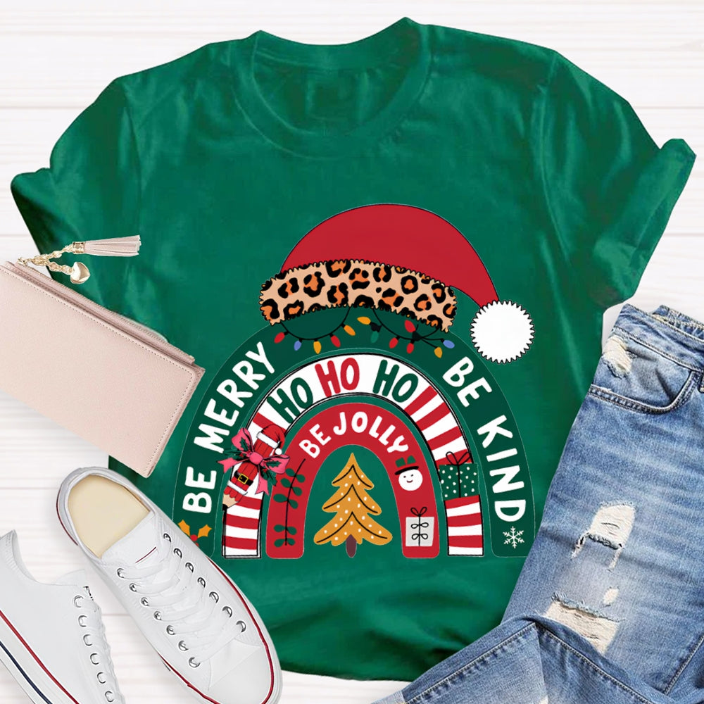 Be Merry Be Jolly Be Kind Santa Hats And Christmas T-shirt