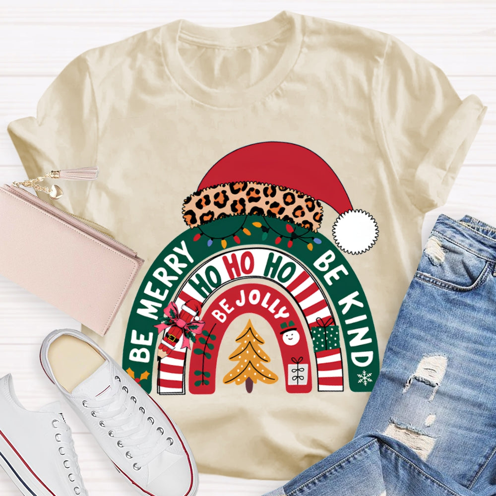 Be Merry Be Jolly Be Kind Santa Hats And Christmas T-shirt