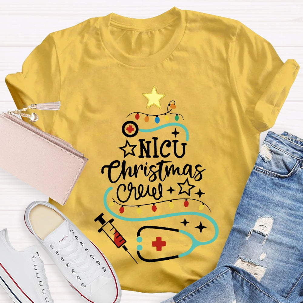 Nicu Christmas Crew Christmas Lights And Stethoscope Nurse T-shirt