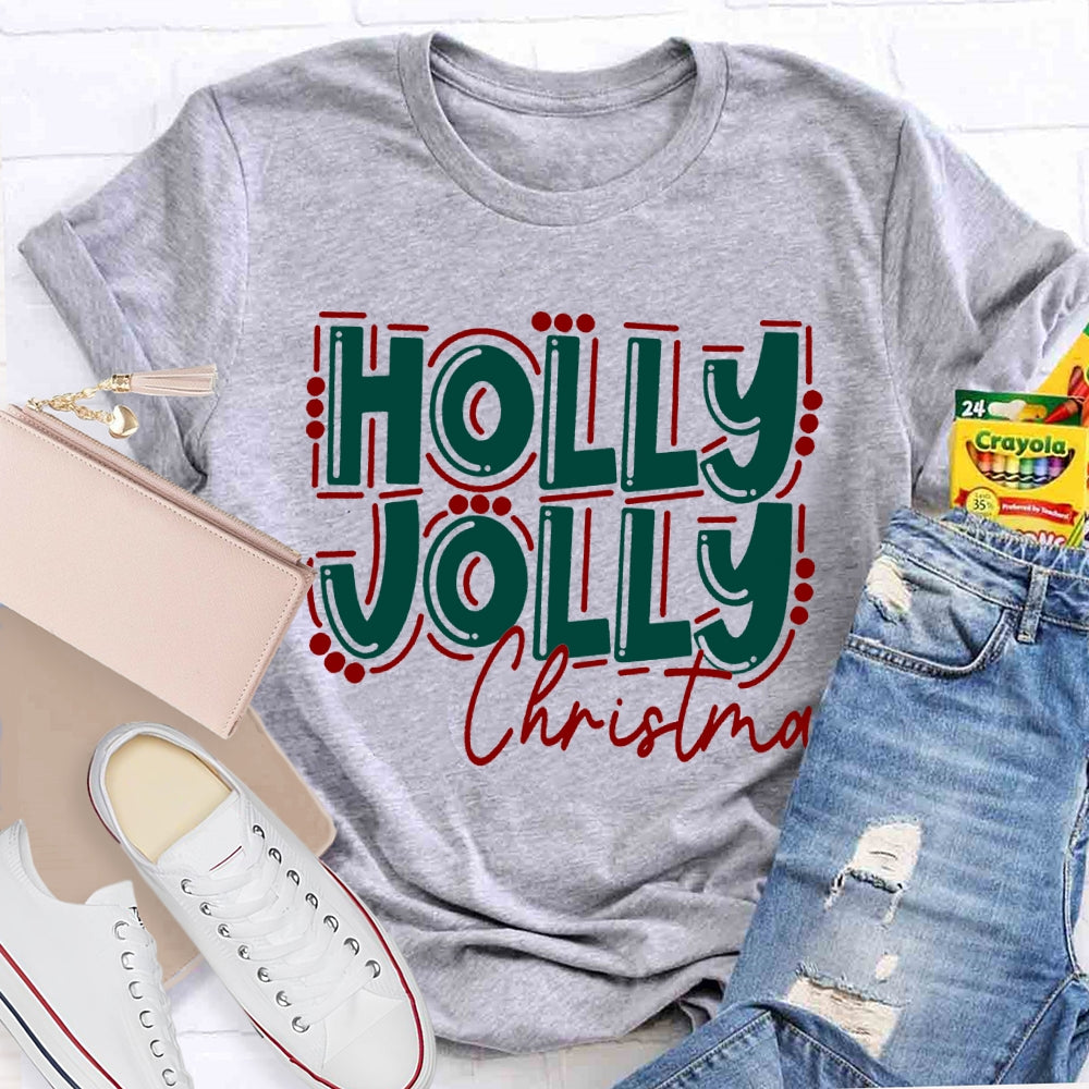 Holly Jolly Christmas Colored Fonts T-shirt