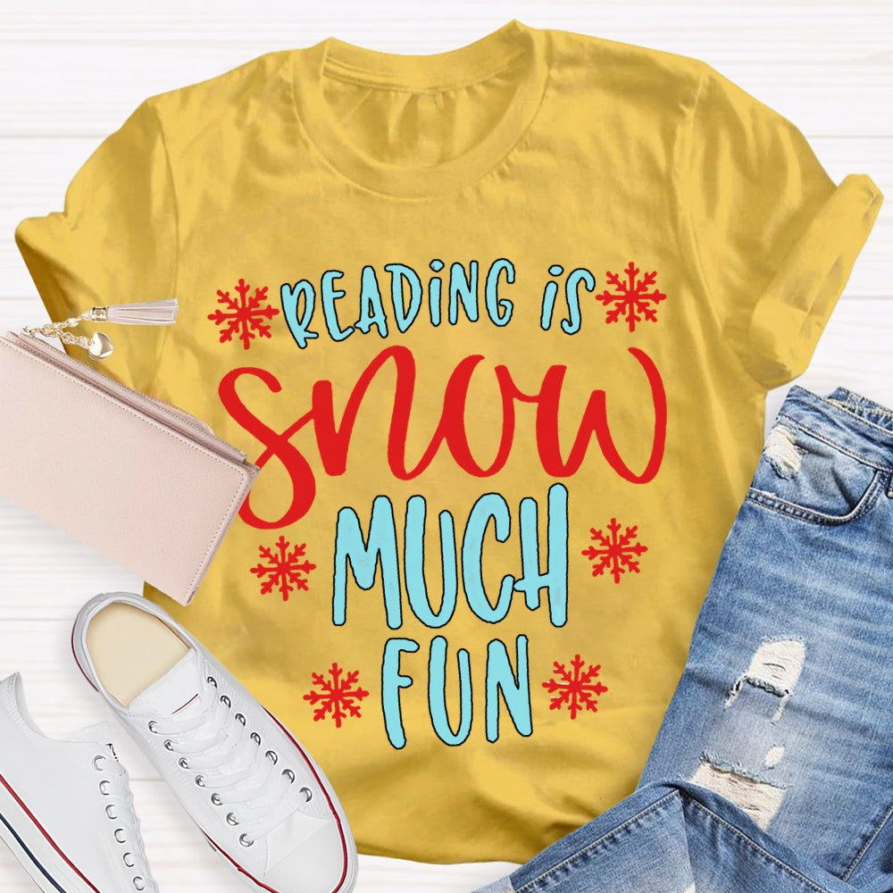 Reading Snow Much Fun Snowflake Christmas T-shirt
