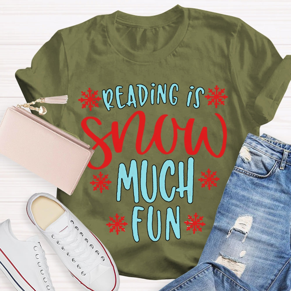 Reading Snow Much Fun Snowflake Christmas T-shirt
